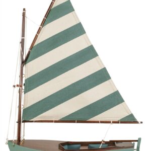 SAILINGSTORY Wooden Sailboat Model Ship Catboat Sail Boat Decor Sailing Boat Model Grey Green