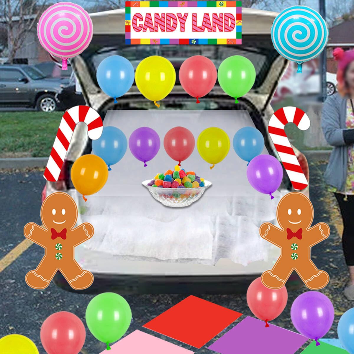 Candy Land Trunk or Treat Car Suv Decorations Kit Halloween Trunk or Treat Decoration for Candyland Party Supplies