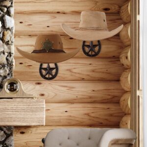 HYDERMUS Cowboy Hat Rack for Wall 2 Pack Rustic Metal Cowboy Hat Holder Cast Iron Cowboy Hat Hanger Western Wall Decor Horseshoe Hooks Storage Display Closet Bedroom Living Room Men's Christmas Gift