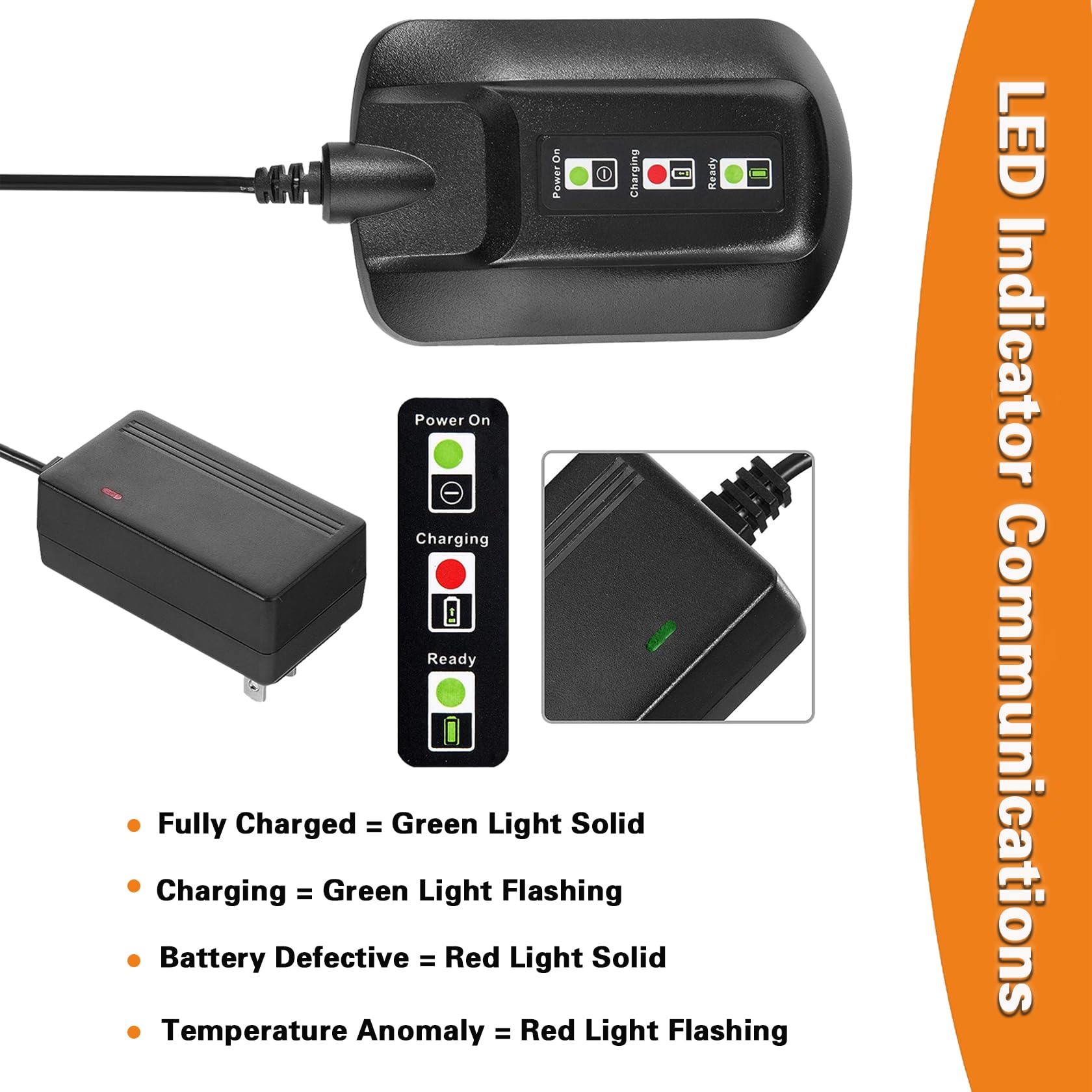 Chgdkjy Replacement 20V Battery and Charger WA3742 Starter Kit, for Battery WA3525 WA3520 WA3575, Compatible with Worx 20 Volt Cordless Tools WG184 WG261 WG324 WG545.6 WG584 WG644 WG779