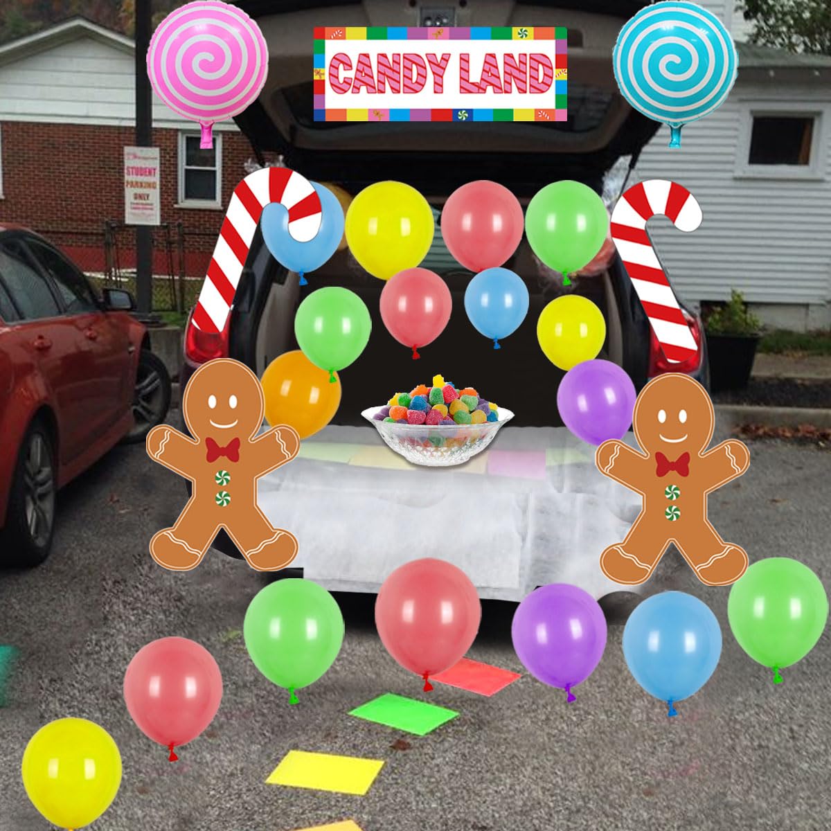 Candy Land Trunk or Treat Car Suv Decorations Kit Halloween Trunk or Treat Decoration for Candyland Party Supplies