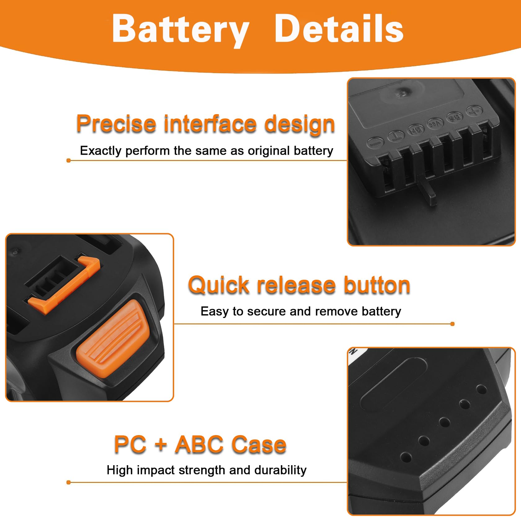 Chgdkjy Replacement 20V Battery and Charger WA3742 Starter Kit, for Battery WA3525 WA3520 WA3575, Compatible with Worx 20 Volt Cordless Tools WG184 WG261 WG324 WG545.6 WG584 WG644 WG779