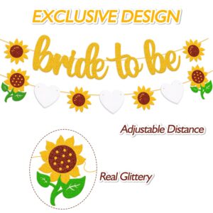 Bride To Be Banner Sunflower Bridal Shower Banner Sunflower Garland for Engagement Wedding Bachelorette Hen Party Supplies Glitter Gold Decoration