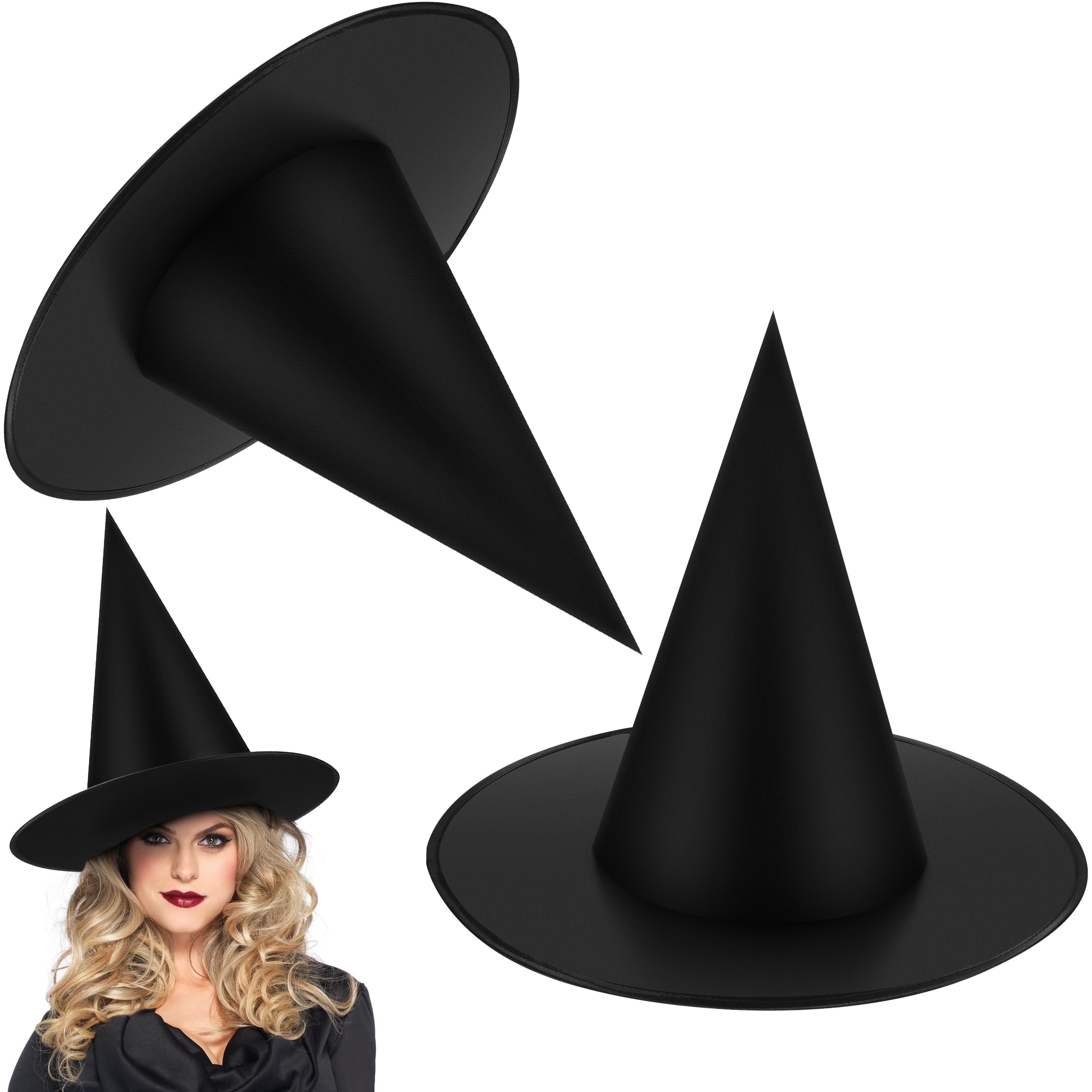 TiurDin Black Halloween Witch Hat Floating Witch Hats Hanging Wizard Hat for Halloween Party Decorations 2 Pack