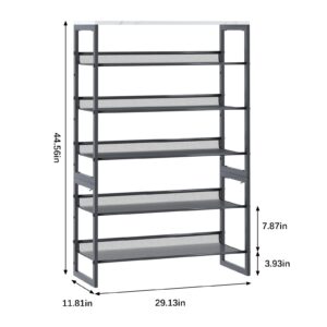 Garden 4 you Shoe Rack 6 Tiers Shoe Storage Organizer,Large Capacity Storage Rack With White Faux Marble Tabletop,Adjustable Metal Shelf Stackable Shoe Shelf For Entryway Hallway Living Room Closet