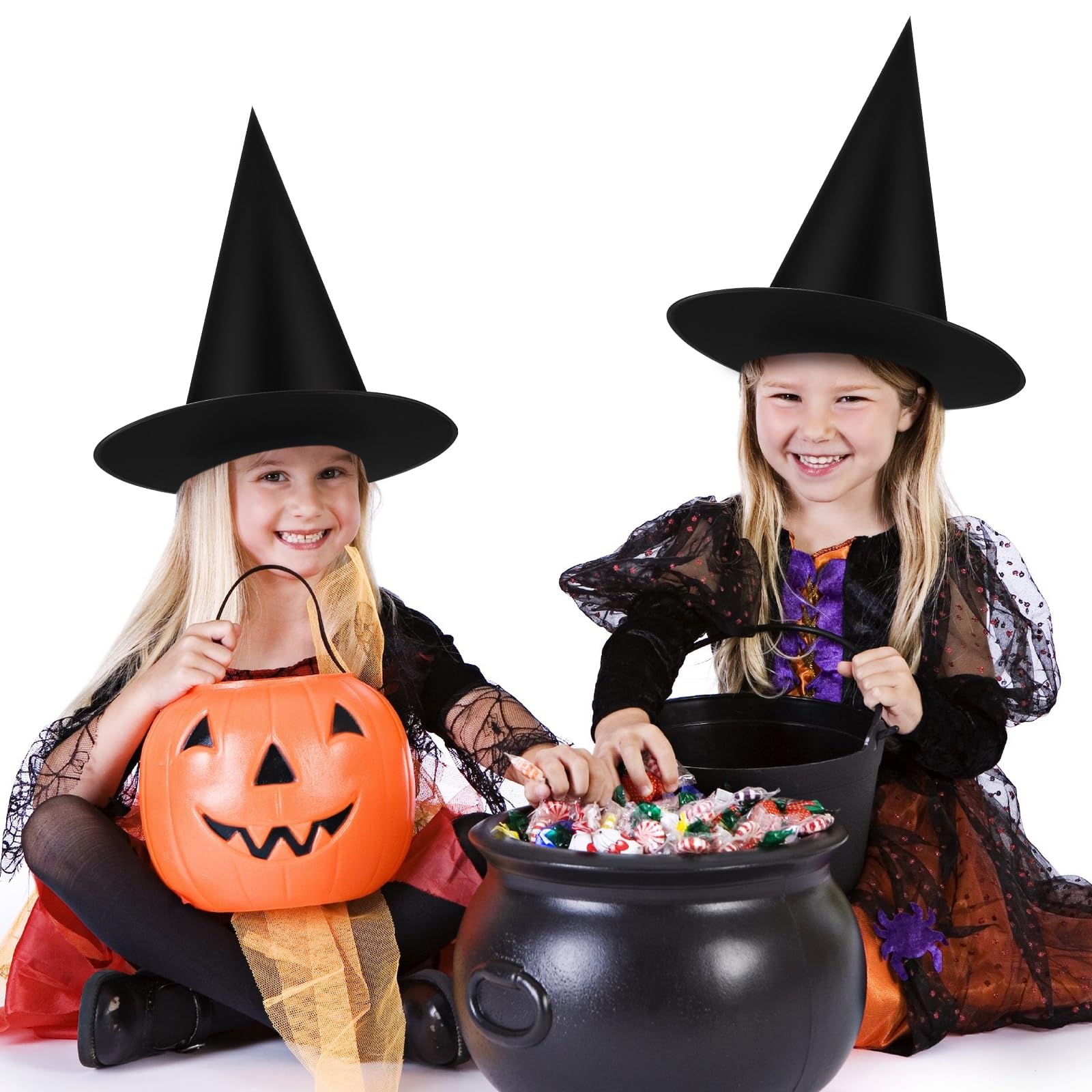 TiurDin Black Halloween Witch Hat Floating Witch Hats Hanging Wizard Hat for Halloween Party Decorations 2 Pack