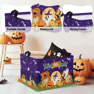 Clastyle Pumpkin Halloween Basket for Kid Boo Basket Stuffers with Ghosts Purple Trick or Treat Spooky Basket Candy Cookies Halloween Storage Bins Boxes