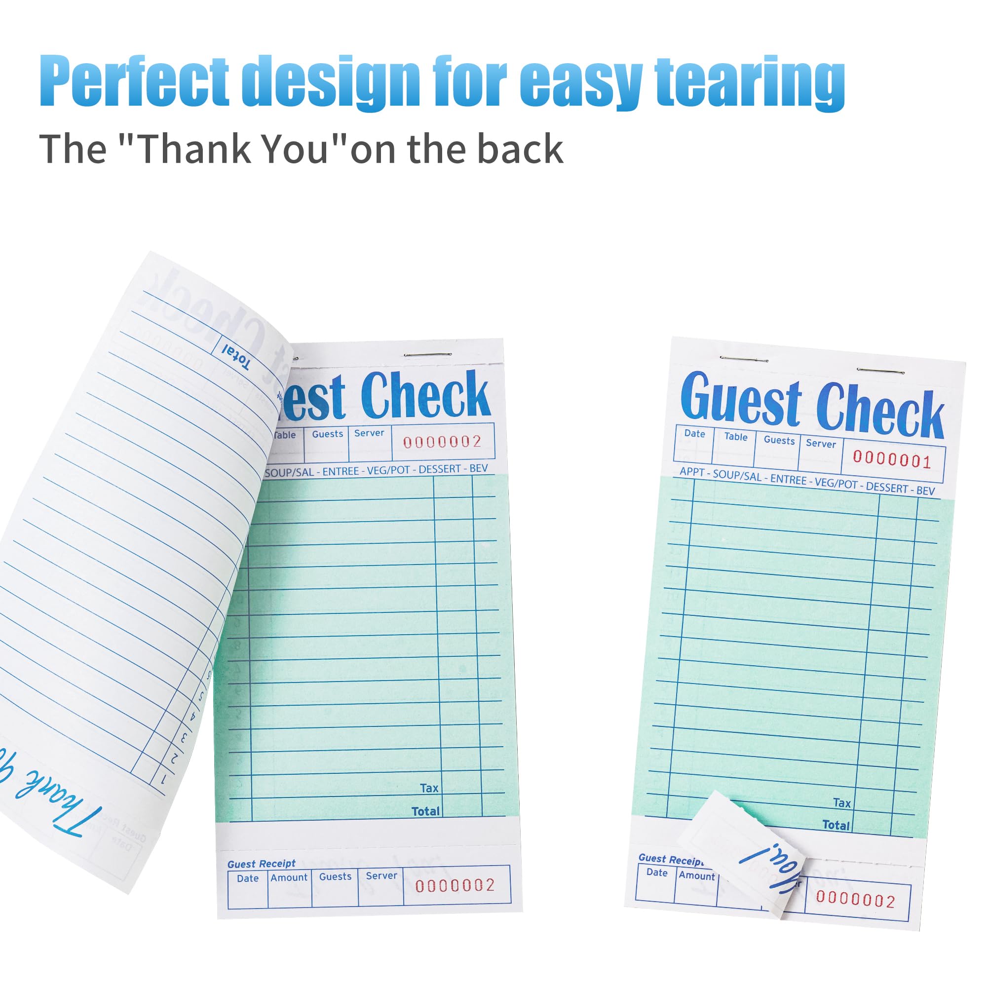 ZPARIK 6 Pack Guest Checks Books for Servers Server Note Pads, Waiter Checkbook, Waitress Notepad for Restaurants, Paper Checks 50 Sheets/Pack, 300 Total Tickets