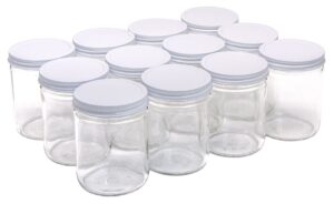 north mountain supply 16 ounce glass wide mouth straight-sided canning jars - with white metal lids - case of 12