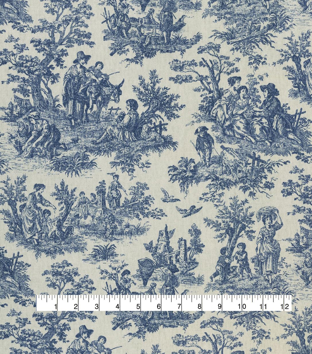 Waverly - Premium Printed Cotton Fabric by The Yard, Floral Design, DIY, Craft, Project, Sewing, Designer Upholstery and Home Decor, 54" Wide (Rustic Life Collection, Indigo)