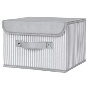 storage bins with lids collapsible storage basket with handles fabric decorative storage box cotton linen storage boxes closet organizers and storage gray stripes 1 pack