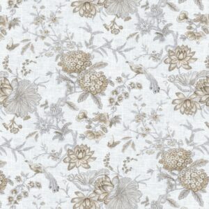 waverly - premium printed linen fabric by the yard, floral inspired, diy, craft, project, sewing, designer upholstery and home decor, 54" wide (lucchese collection, fumo)