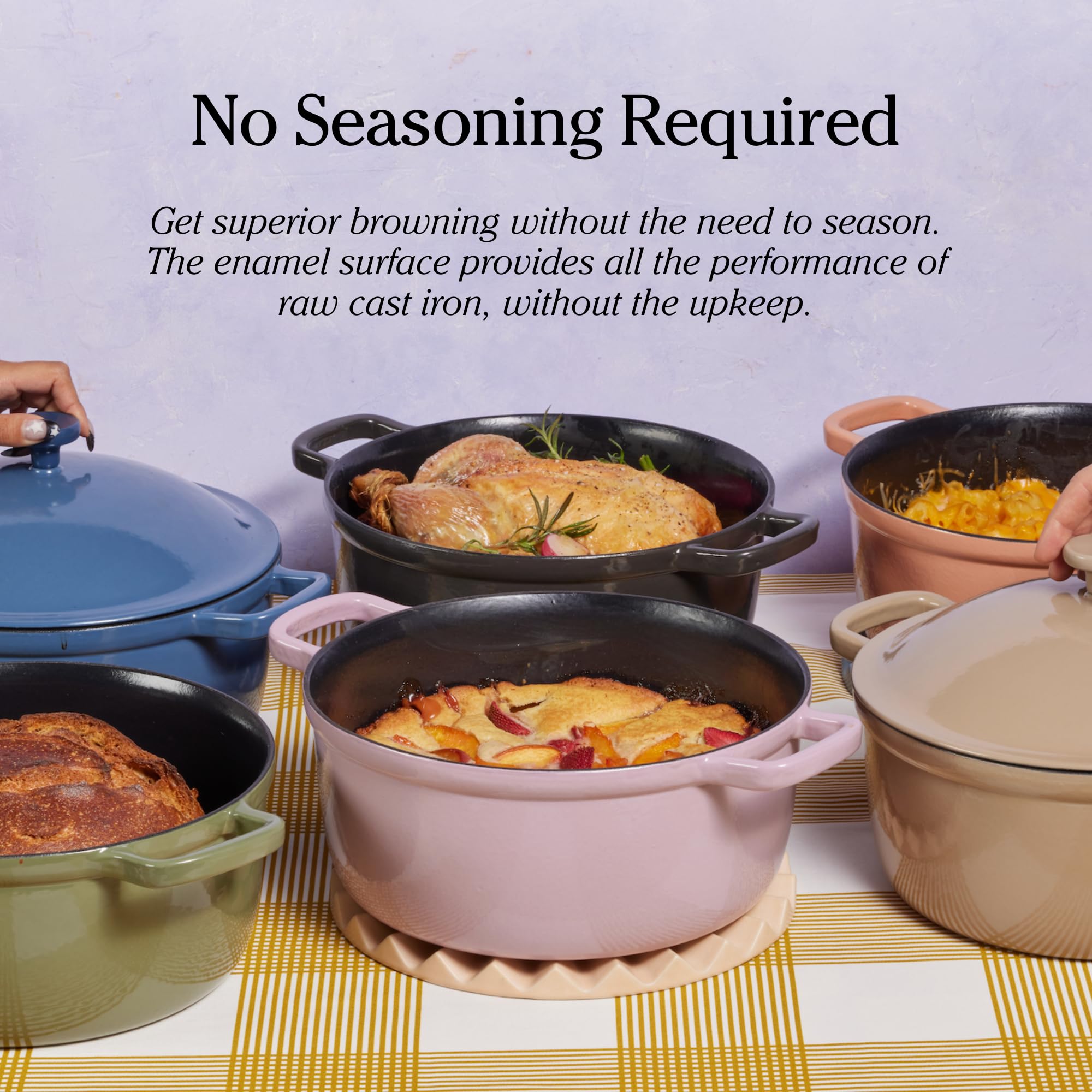 Our Place Cast Iron Perfect Pot | 6-in-1 Multifunctional 5.5 Qt. Toxin-Free Enameled Dutch Oven with Self-Basting Lid | Hot Grips & Beechwood Scraper | Induction Cooktop and Oven Safe | Char