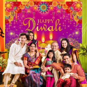 Diwali Backdrop Banner, Happy Diwali Decorations for Home Indian Festival of Lights, Diwali Photo Background for Indian Light Celebration Party Supplies, 71 x 43 Inch