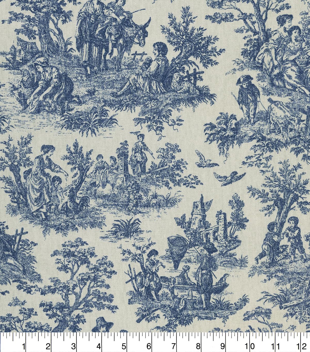 Waverly - Premium Printed Cotton Fabric by The Yard, Floral Design, DIY, Craft, Project, Sewing, Designer Upholstery and Home Decor, 54" Wide (Rustic Life Collection, Indigo)