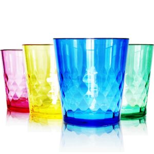 scandinovia - 8 oz unbreakable cups - vibrant acrylic tumblers, shatterproof, reusable & dishwasher safe, smooth rims, bpa-free, indoor & outdoor use, plastic cups for kids & adults - set of 4-8 oz