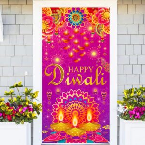 diwali door cover decorations, happy diwali party decorations deepawali indian festival of lights hanging banner, diwali party supplies