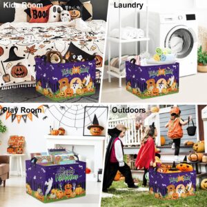 Clastyle Pumpkin Halloween Basket for Kid Boo Basket Stuffers with Ghosts Purple Trick or Treat Spooky Basket Candy Cookies Halloween Storage Bins Boxes