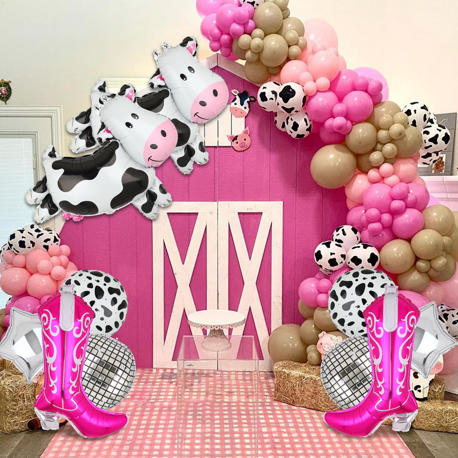 Western Cowgirl Party Decorations Let's Go Girls Disco Cowgirl Last Rodeo Bachelorette Theme Cow Balloon Cowgirl Boot Balloons Birthday Party Decor Supplies 10 Pcs