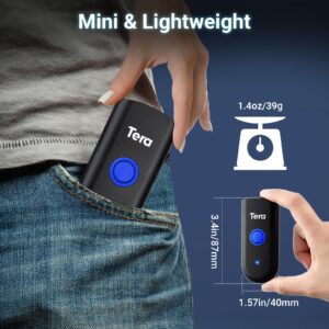 Tera Mini 1D Barcode Scanner: Pocket Waterproof Wireless Laser Scanner 3 in 1 Compatible with Bluetooth USB Wired Portable Bar Code Reader for Supermarket Logistics Work with iOS Windows Android 1100L