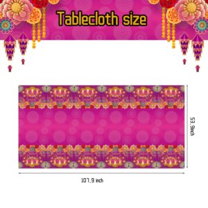 LARRAZABAL Diwali Tablecloths, Happy Diwali Table Covers for Indian Deepavali Festival of Lights, Rectangular Diwali Plastic Tablecloths Party Supplies