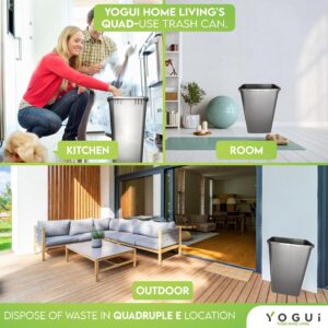 Yogui Home Living Plastic Trash Can - Indoor Garbage Bin for Kitchen, Home, Office and Commercial Use - Large Waste Disposal Tub, Plastic Waste Container- 12-Gallon (50 Quart - 3 Pack, Grey)