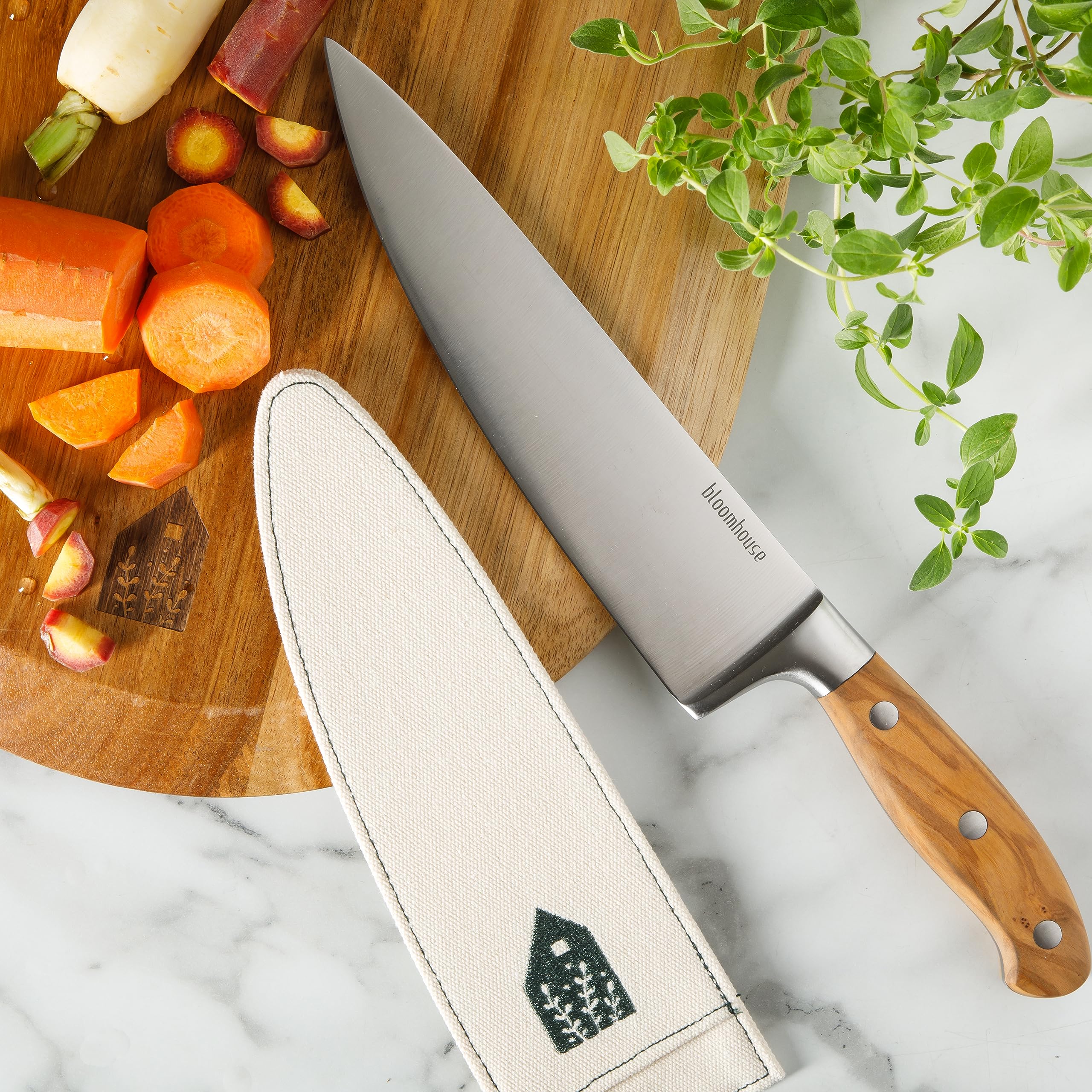 Bloomhouse - Oprah's Favorite Things - 8 Inch German Steel Chef Knife W/Italian Olive Wood Forged Handle