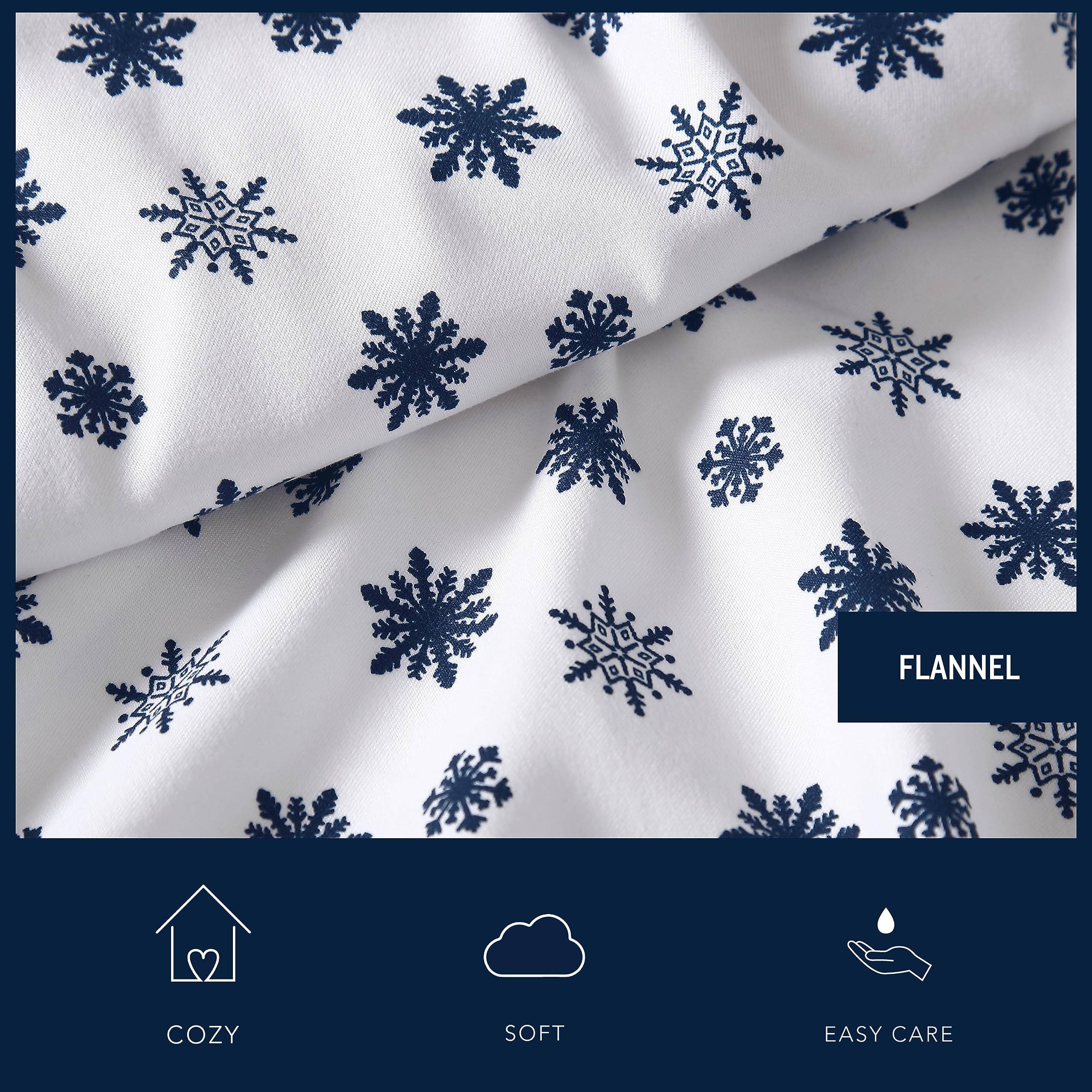 Nautica - Twin Sheet Set, Brushed Flannel Bedding Set, Soft & Cozy Home Decor (Snowflake Toss, Twin)