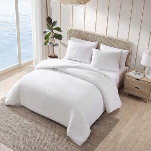 Tommy Bahama - Queen Duvet Cover Set, Soft Bedding with Matching Shams, Basketweave Textured Home Decor (Wicker Solid White, Queen)