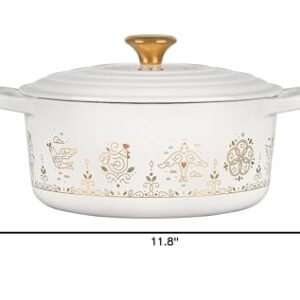 Le Creuset Noël Collection Enameled Cast Iron 12 Days of Christmas Round Dutch Oven, 3.5 qt., White