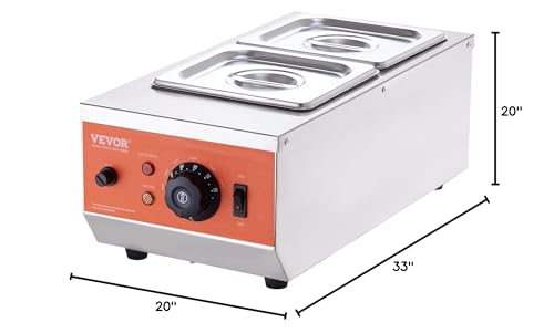 VEVOR Chocolate Tempering Machine, 9 Lbs 2 Tanks Chocolate Melting Pot with TEMP Control 86~185℉, 800W Stainless Steel Electric Commercial Food Warmer For Chocolate/Milk/Cream Melting and Heating