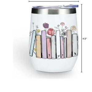 Inspired Tumbler Book Decor Book Lovers Gifts Bookish Coffee Mug Music Lover Gift for Women Mom Girls Sister Friendship Birthday Christmas 12 oz Wine Tumbler Stainless Steel Coffee Thermos with Lid