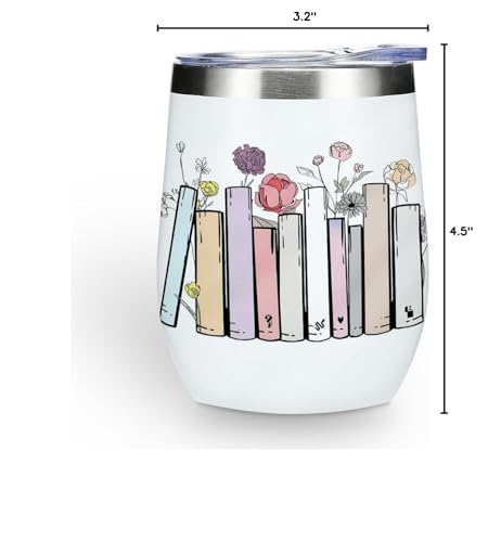 Inspired Tumbler Book Decor Book Lovers Gifts Bookish Coffee Mug Music Lover Gift for Women Mom Girls Sister Friendship Birthday Christmas 12 oz Wine Tumbler Stainless Steel Coffee Thermos with Lid