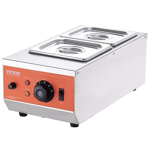 VEVOR Chocolate Tempering Machine, 9 Lbs 2 Tanks Chocolate Melting Pot with TEMP Control 86~185℉, 800W Stainless Steel Electric Commercial Food Warmer For Chocolate/Milk/Cream Melting and Heating