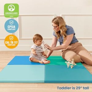 ECR4Kids SoftZone Play Patch Activity Mat and Toy Bins, Beginner Playset, Contemporary, 6-Piece