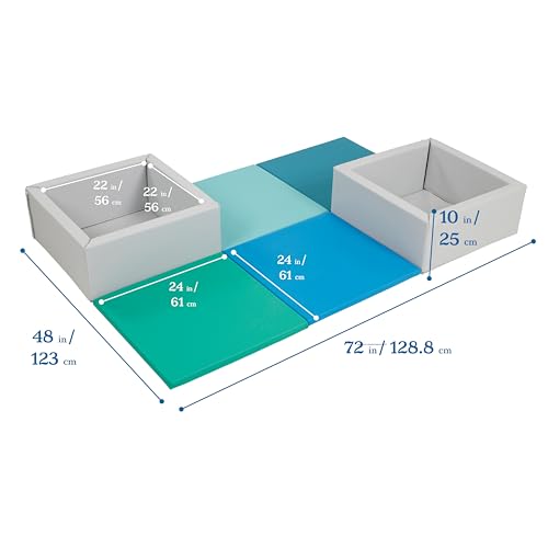 ECR4Kids SoftZone Play Patch Activity Mat and Toy Bins, Beginner Playset, Contemporary, 6-Piece