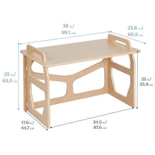 ECR4Kids StudyStation Desk, Kids Furniture, Natural