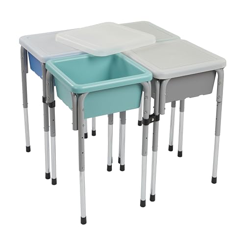 ECR4Kids 4-Station Sand and Water Adjustable Play Table, Sensory Bins, Contemporary