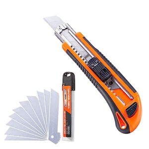 vanquish auto-loading utility knife box cutter with 10pcs snap-off blades for cutting ropes,boxes and cardboard 6026