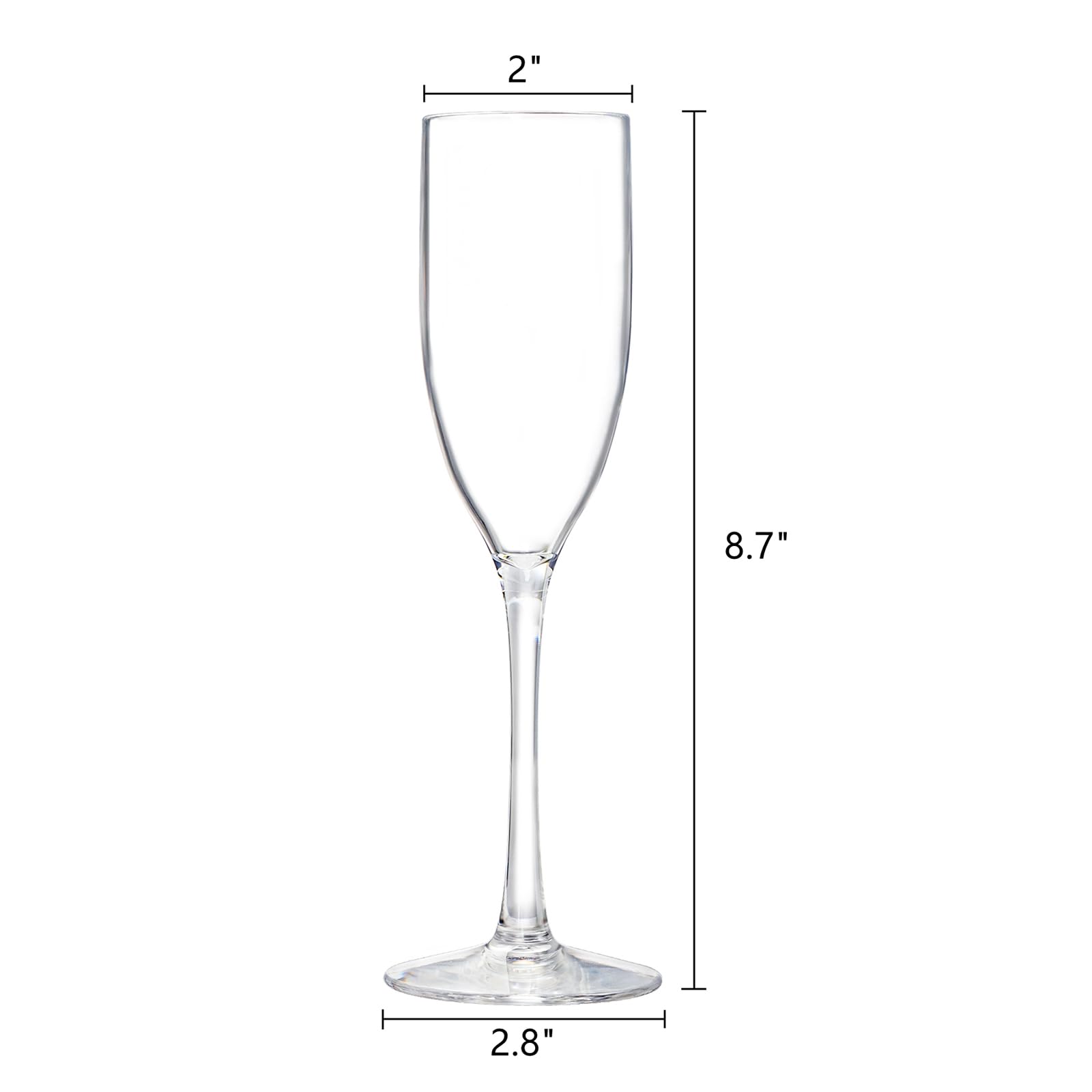 Frcctre 16 Pack Acrylic Champagne Flute, 5 Oz Clear Plastic Champagne Glasses Reusable Long Stemmed Wedding Party Cocktail Wine Glasses Wedding Toasting Drinking Cups