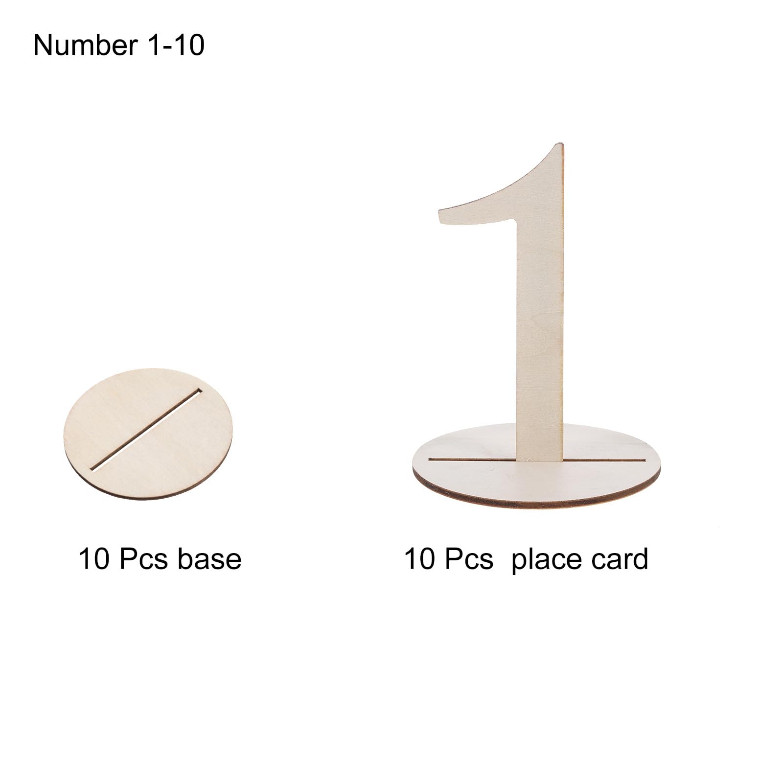 MECCANIXITY Wood Number Table Sign Holders Place Cards Rustic Wood Stands 1-10 4.1 x 3.9 x 0.1 Inch for Restaurant Party Decoration