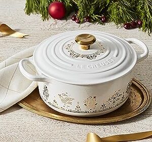 Le Creuset Noël Collection Enameled Cast Iron 12 Days of Christmas Round Dutch Oven, 3.5 qt., White