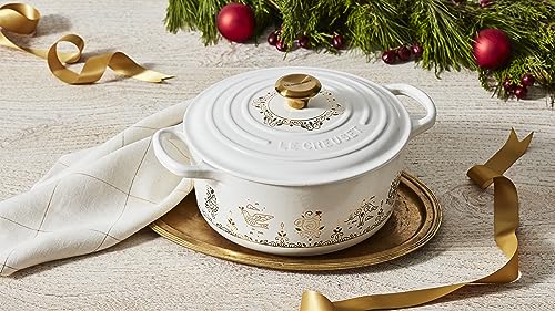 Le Creuset Noël Collection Enameled Cast Iron 12 Days of Christmas Round Dutch Oven, 3.5 qt., White