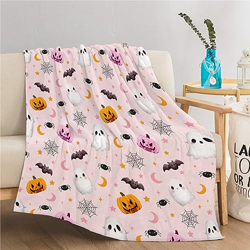 Halloween Blanket Gifts - Cute Ghost Pumpkin Blanket - Halloween Decor Blanket for Couch,Sofa,Bed,Living Rooms - Halloween Ghost Blanket Gifts for Girls Boys - 40"x50"-Kids/Throw Size