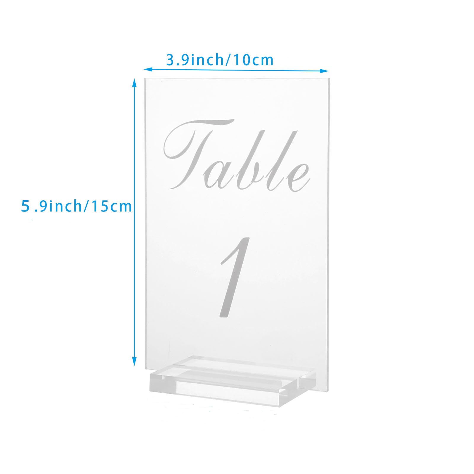 DAJAVE 20 Pack Acrylic Wedding Table Numbers 1-20 , 4x6 Inch Clear Table Number with Acrylic Stands, Acrylic Table Sign for Wedding Event Party Restaurant Reception Number Cards(Rectangular Style)