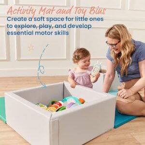 ECR4Kids SoftZone Play Patch Activity Mat and Toy Bins, Beginner Playset, Contemporary, 6-Piece