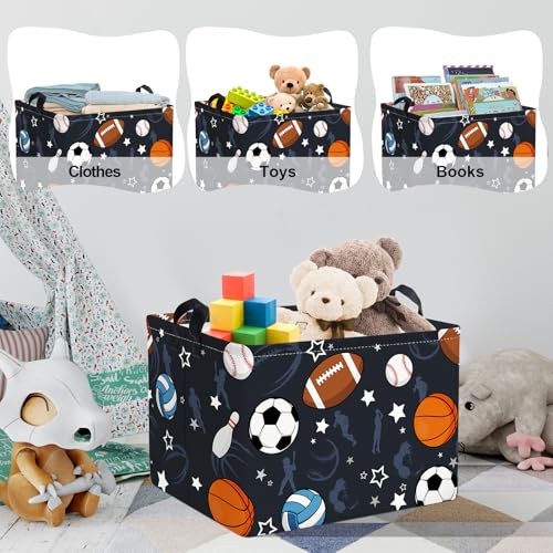 Clastyle Boy Room Sports Ball Toy Basket Soccer Basketball Baseball Clothes Storage Basket Rectangle Nursery Classroom Book Shelf Basket