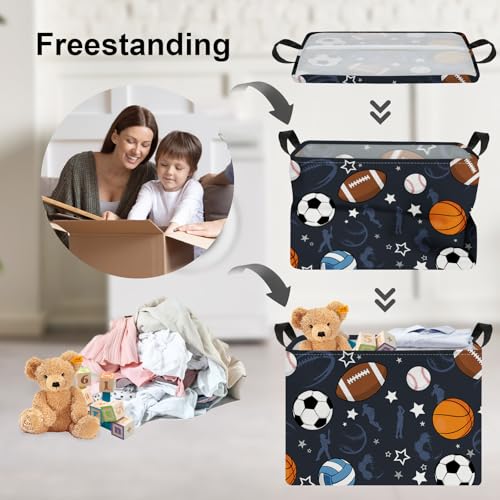 Clastyle Boy Room Sports Ball Toy Basket Soccer Basketball Baseball Clothes Storage Basket Rectangle Nursery Classroom Book Shelf Basket