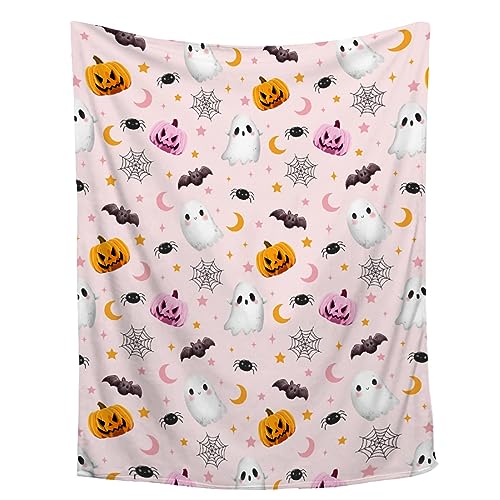 Halloween Blanket Gifts - Cute Ghost Pumpkin Blanket - Halloween Decor Blanket for Couch,Sofa,Bed,Living Rooms - Halloween Ghost Blanket Gifts for Girls Boys - 40"x50"-Kids/Throw Size