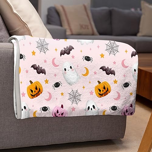 Halloween Blanket Gifts - Cute Ghost Pumpkin Blanket - Halloween Decor Blanket for Couch,Sofa,Bed,Living Rooms - Halloween Ghost Blanket Gifts for Girls Boys - 40"x50"-Kids/Throw Size